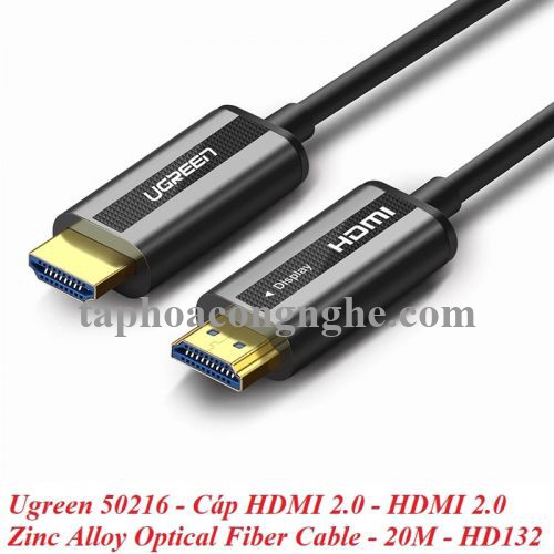 Ugreen 50216 20M màu Đen Cáp tín hiệu HDMI chuẩn 2.0 sợi quang cao cấp HD132 30050216